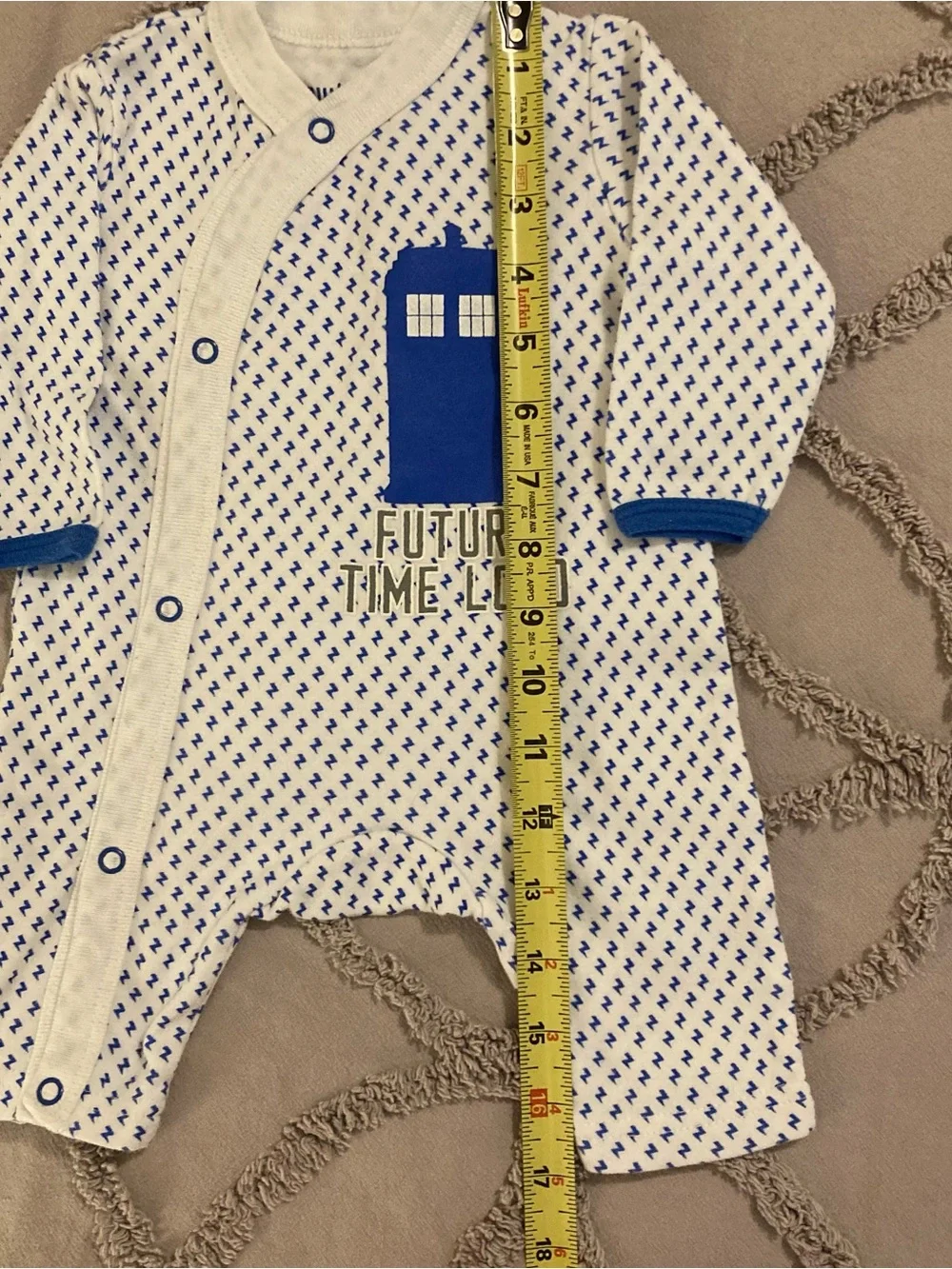 Doctor Who Tardis Future Time Lord Newborn Baby Romper Footless Coverall NB Dr.
